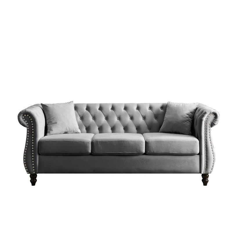 Chesterfield Sofa With Rolled Arms And Nailhead Trim