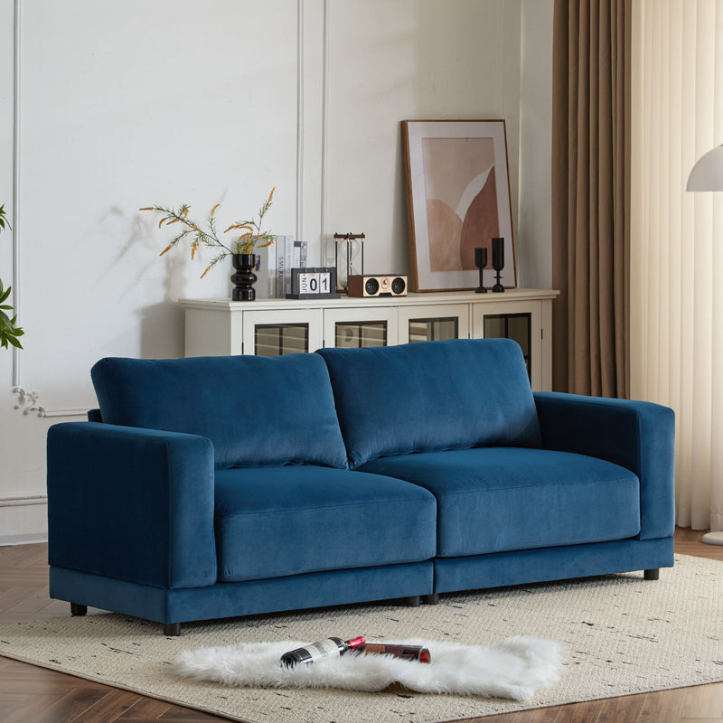 Modern Square Arm Sofa With Soft Fabric Upholstery, Deep Cushions