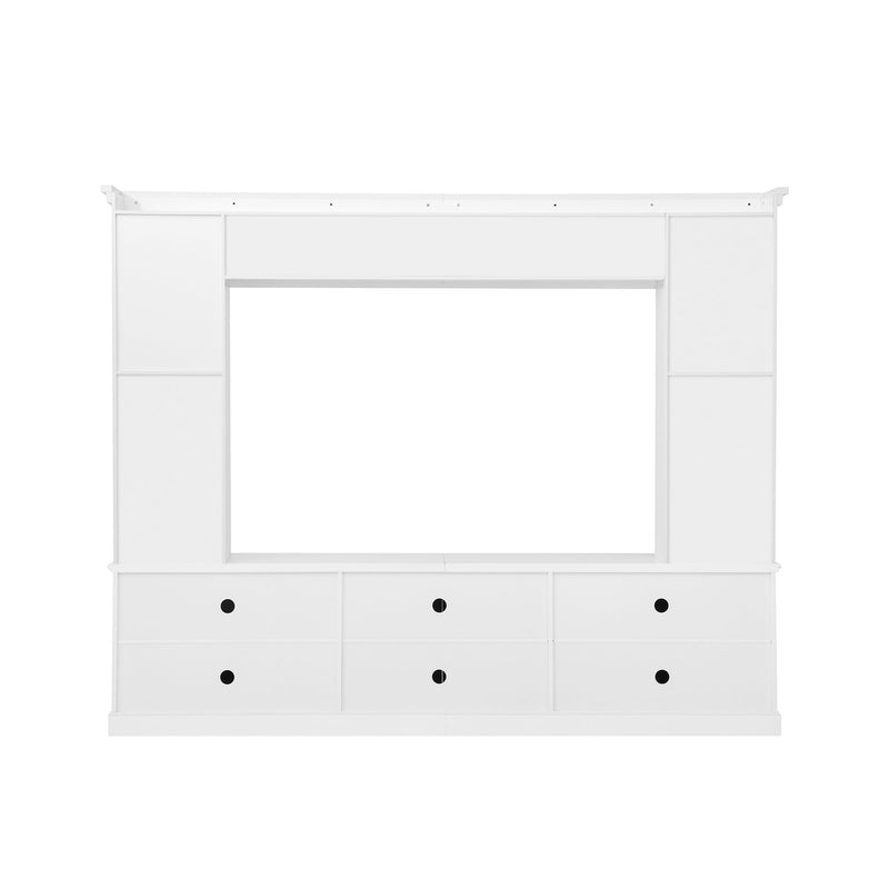 TV Stand With Bookcase, Storage Cabinet With 3 Adjustable Shelves, Living Room Entertainment Center - White