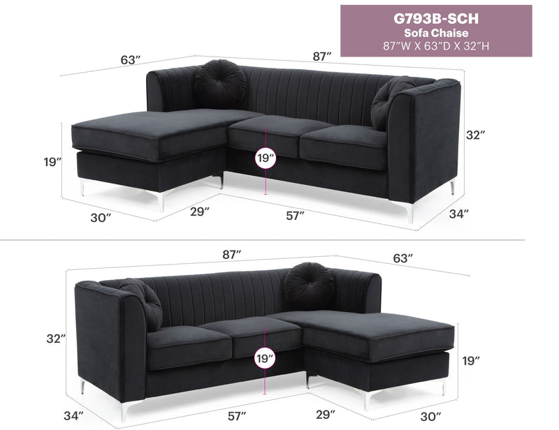 Delray - Micro Suede Sofa Chaise