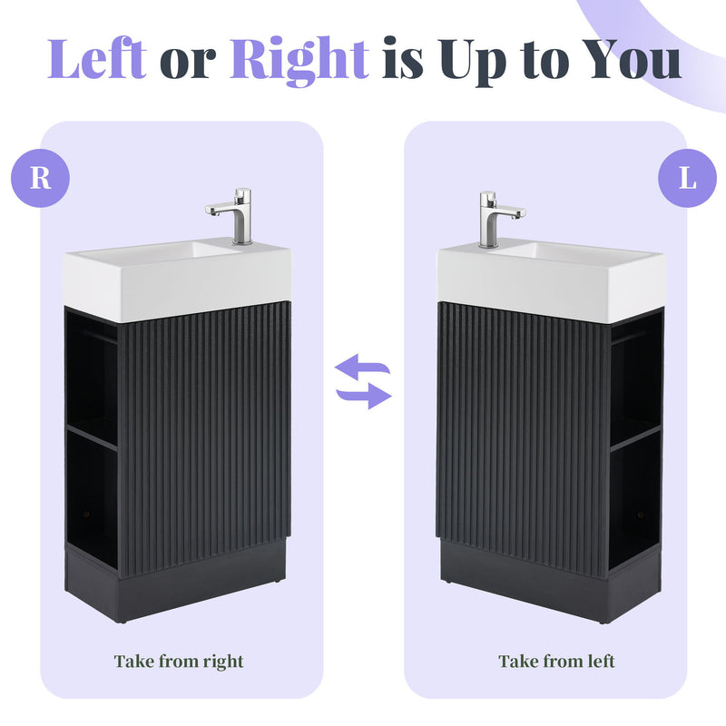 Modern Bathroom Vanity With Sink And 2 Tier Shelf