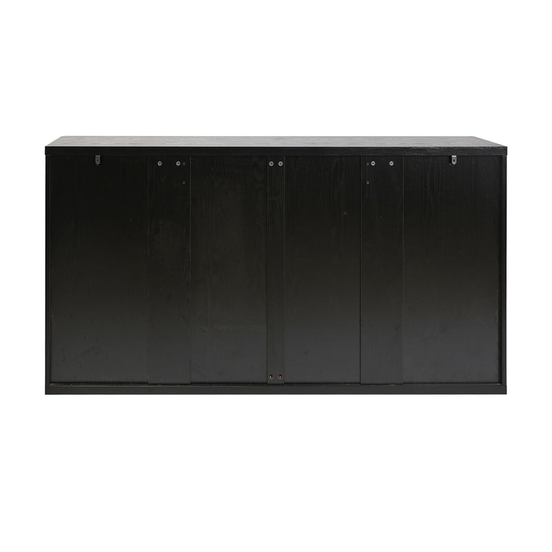 Fluted Console Table With 3 Drawers, Long Sofa Table Behind Couch For Living Room - Black