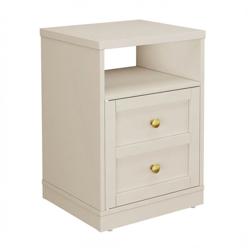 Nightstand With Door & Shelf, 2 Drawer Side Table
