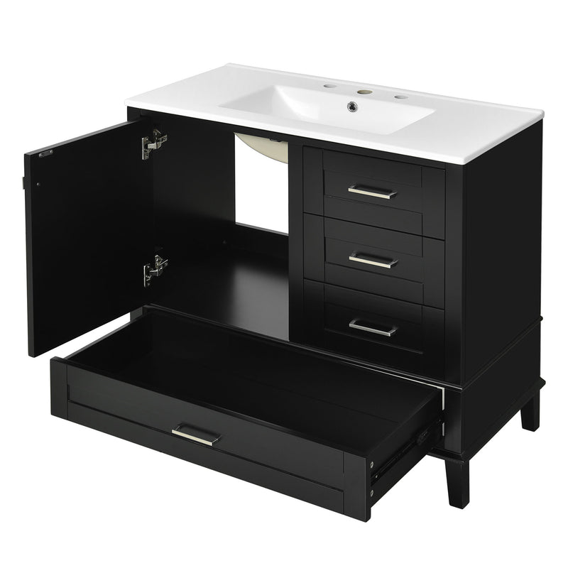 Bathroom Vanity, Modern Bathroom Cabinet With Sink Combo Set, Bathroom Storage Cabinet With A Soft Closing Door And 3 Drawers, Solid Wood Frame