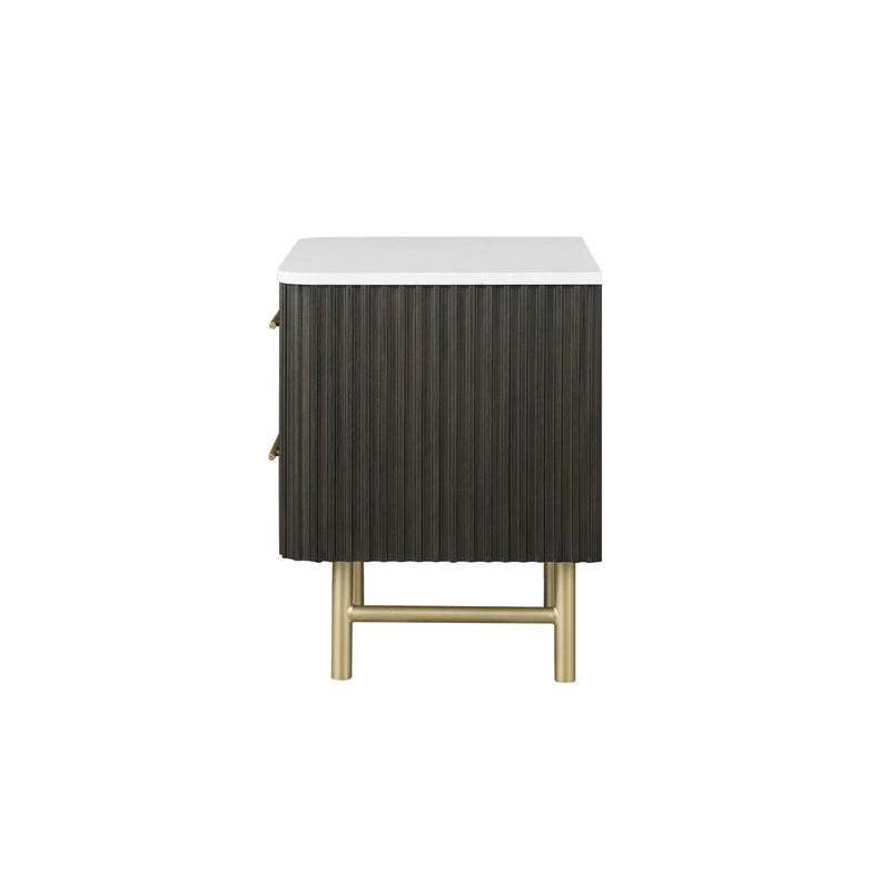Clayten - Nightstand - Espresso / White Marble