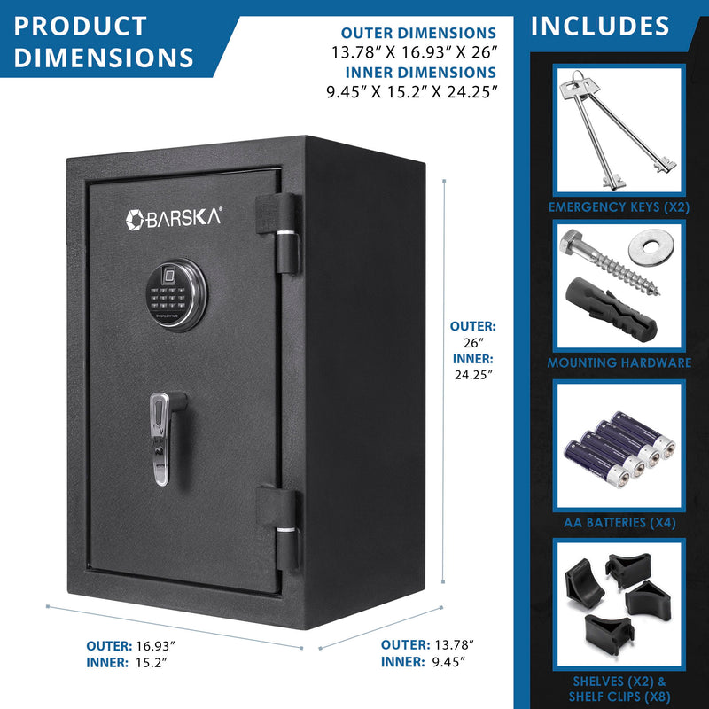 2.02 Cubic Ft Biometric Keypad Fire Resistant Safe - Black