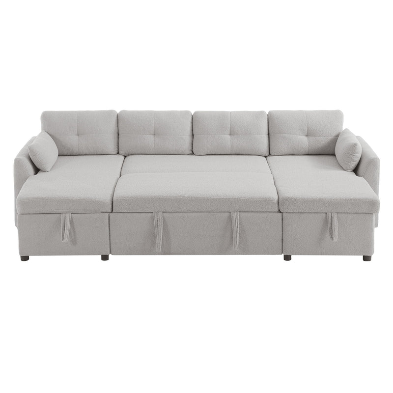 U-Shaped Sectional Sofa Bed With Storage And USB Ports