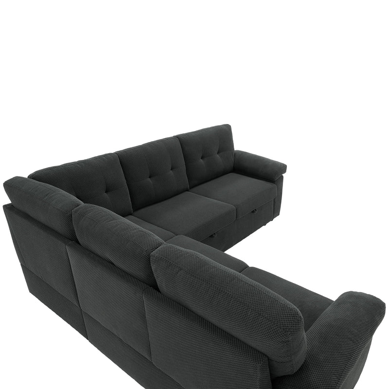 Convertible Sectional Sofa Bed With Pull Out Sleeper And Storage