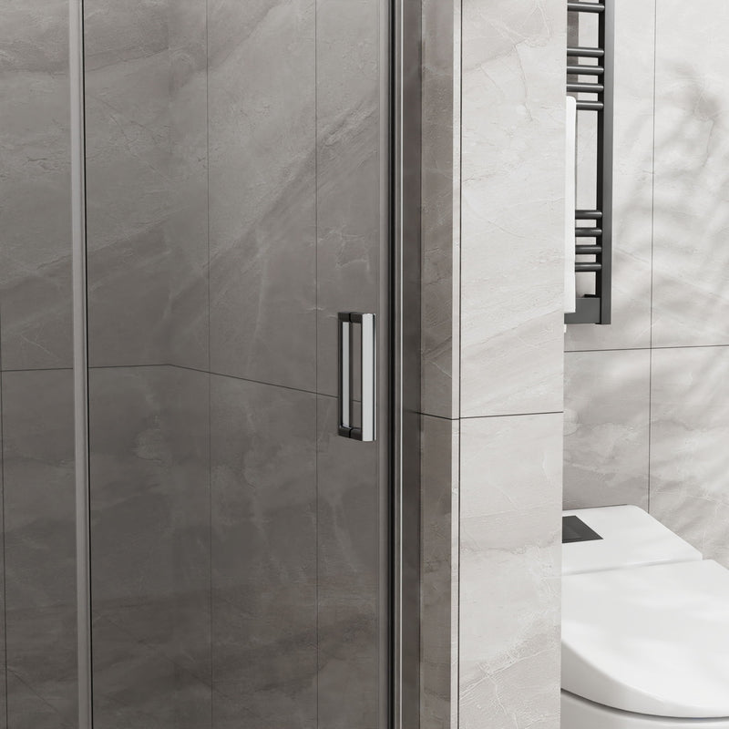 Bifold Frameless Glass Shower Door With Pivot Swing Panel, Tempered Clear Glass
