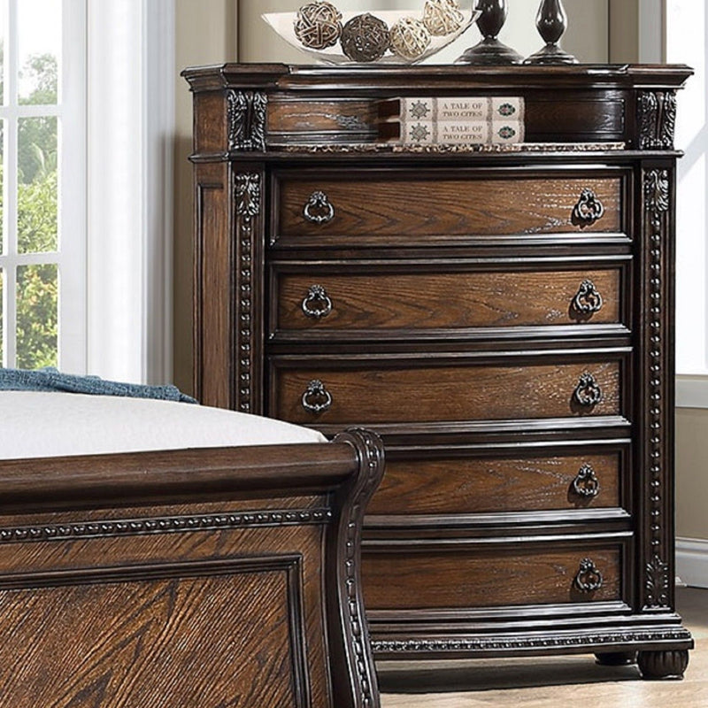 5 Drawer Tall Chest - Brown / Coffee