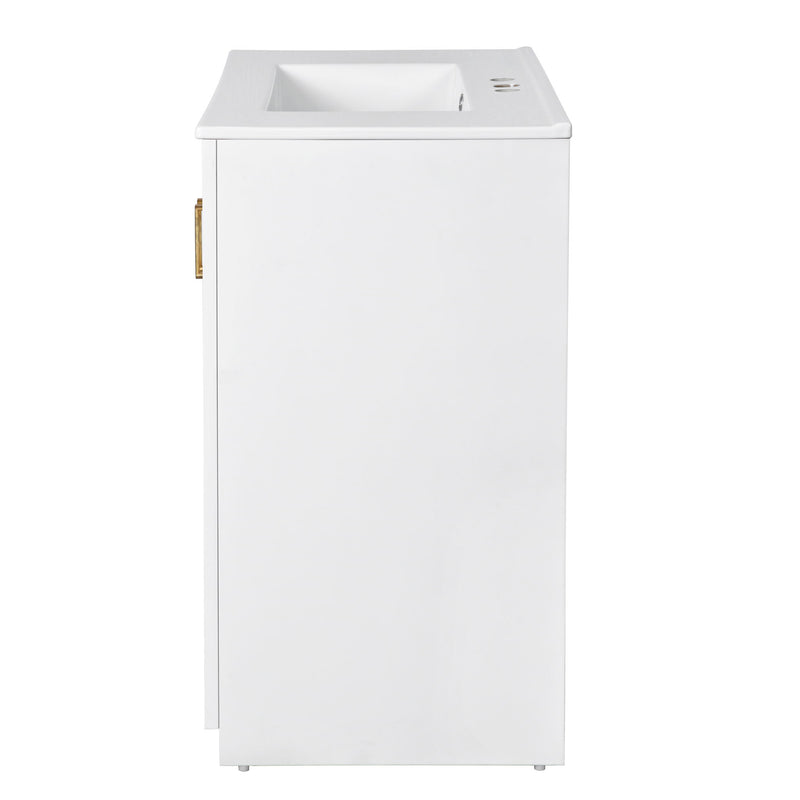 Ceramic Sink Combo, Freestanding Vanity Set With 3 Drawers & Soft Closing Doors