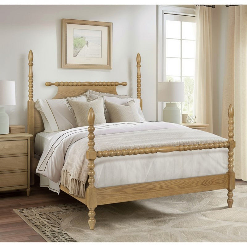 Queen Bed Turned Legs - Natural