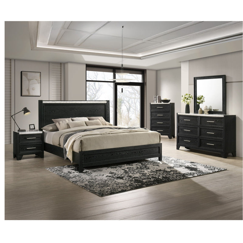 2 Drawers Nightstand - Black / White