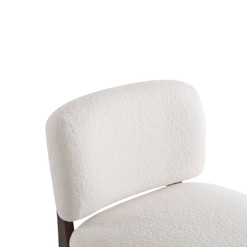 Modern Boucle Lounge Chair With Solid Wood Fram