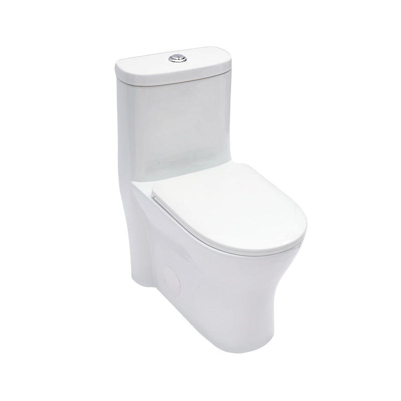 1 Piece Toilet For Bathroom, Dual Flush 1.22/1.6 Gpf, Soft Closing Seat - White
