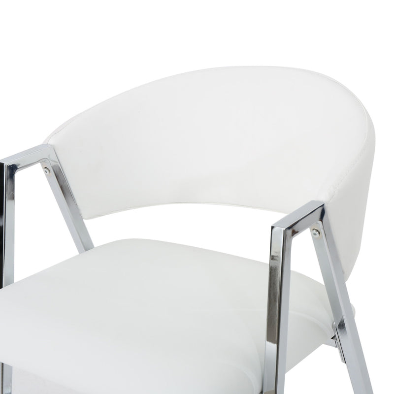 Modern Bar Stools With Low Back And Arms And Durable Metal Frame (Set of 2) - Ivory
