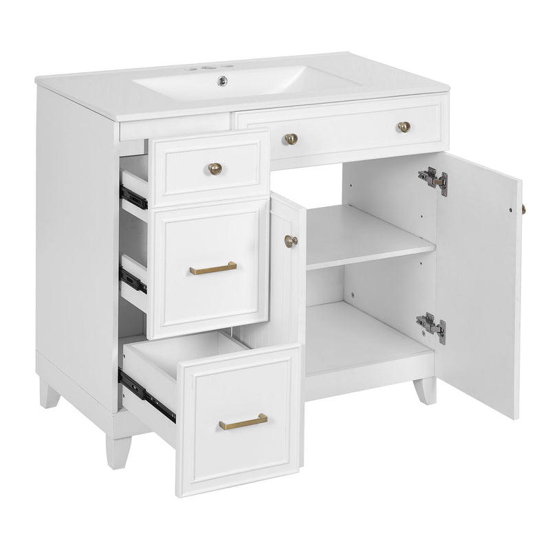 Bathroom Vanity With Sink, Soft Close Doors, Adjustable Shelves