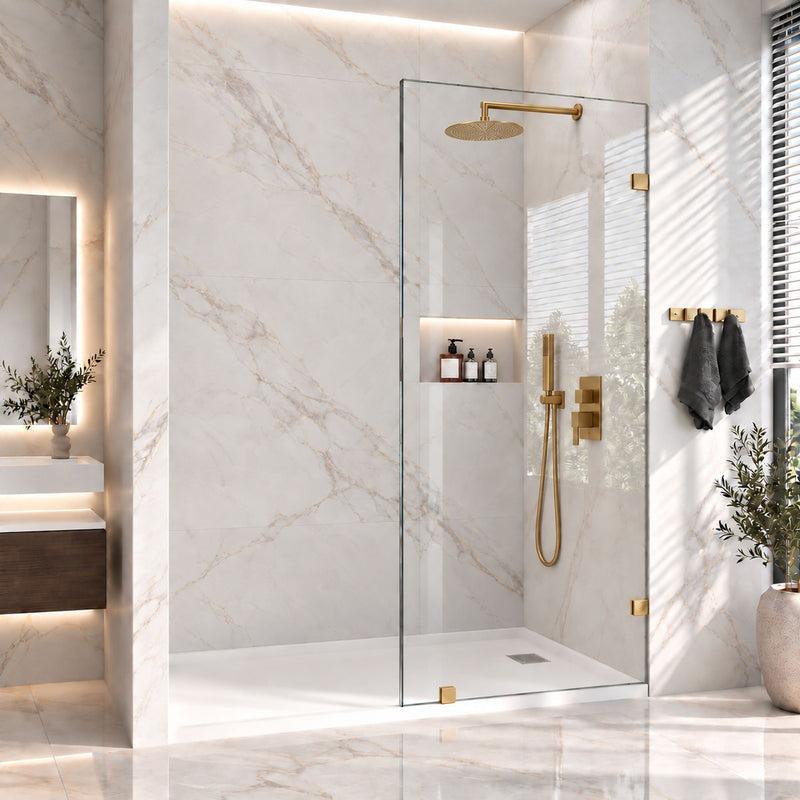 Frameless Bathtub Shower Screen, Reversible Installation