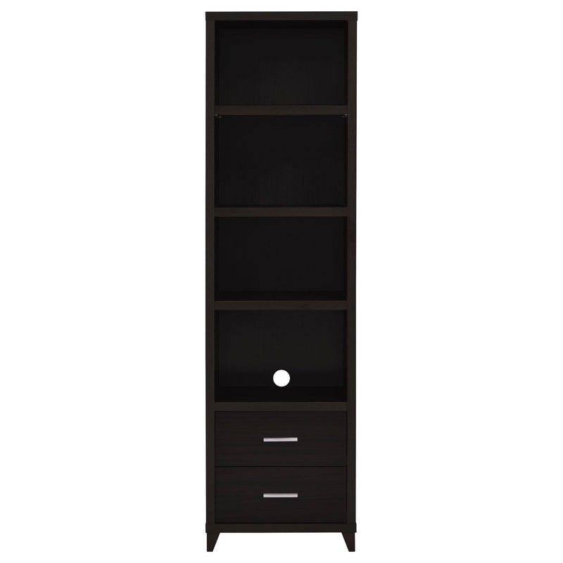 Media Tower With And Drawer With Adjustable Shelves Handles - Brown