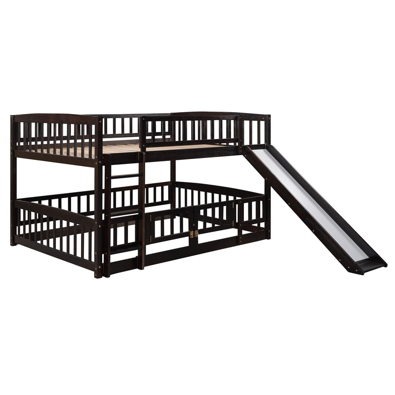 Low Bunk Bed With Slide, Fence And Ladder