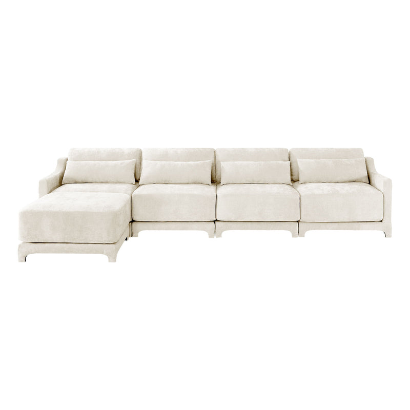 Stylish Sofa With Ottoman And Lumbar Pillows, Ergonomic Design