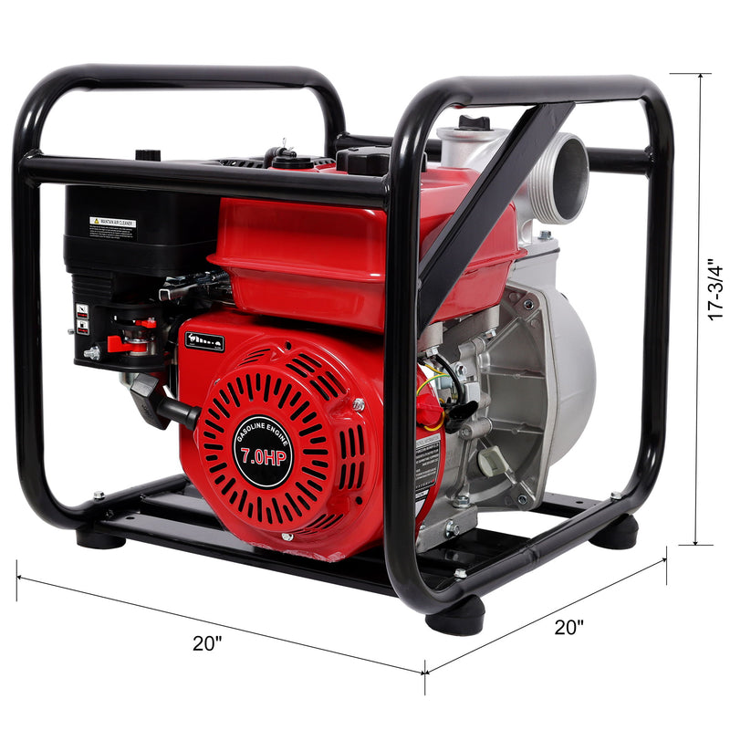 Gasoline Powered Water Pump 3" Inlet & Outlet, 264Gpm Flow, 7Hp Engine - Black / Red