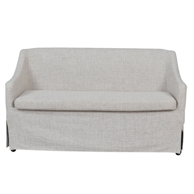 Slip Covered Settee With Casters - Beige
