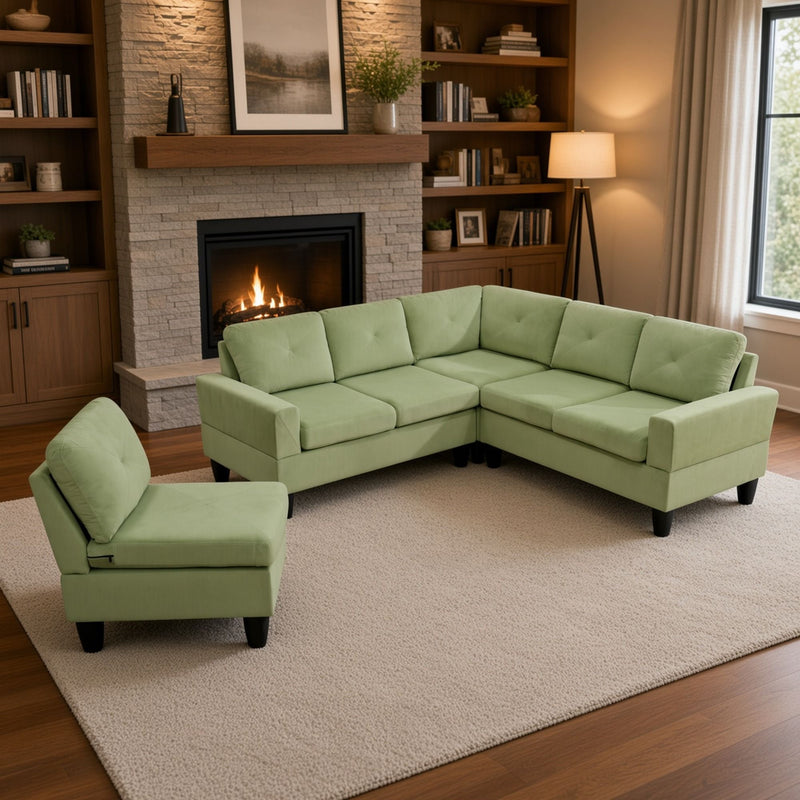 Modular L - Shaped Sectional Sofa 6 Seater 4 Piece Couch With Chaise