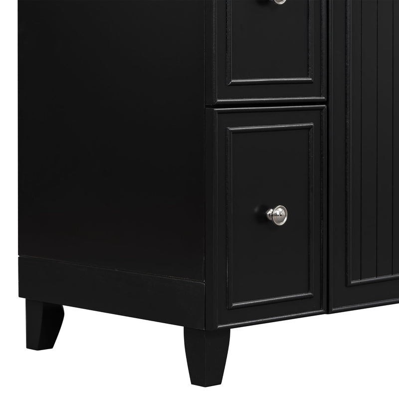 Transitional Style Bathroom Vanity Cabinet With Ceramic Sink