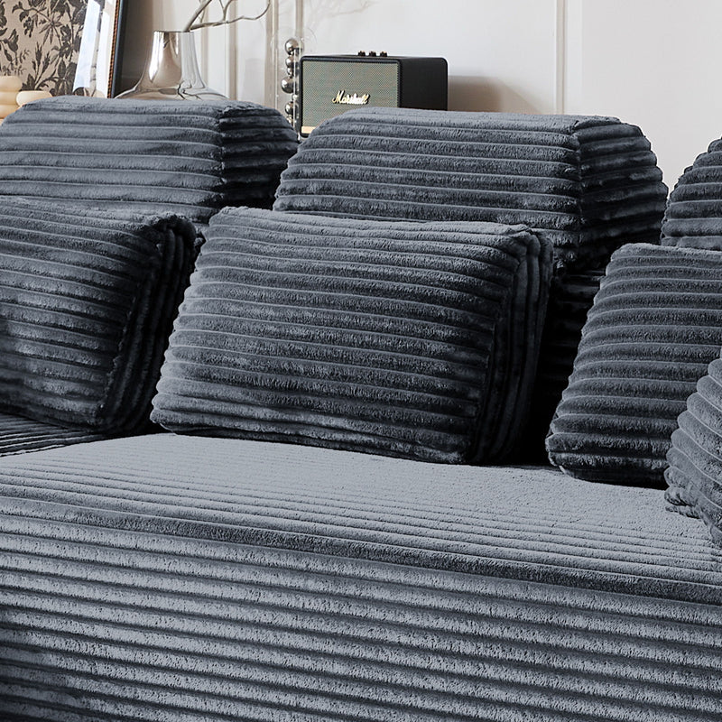 Sectional Sleeper Sofa & Storage Pockets, Modular Couch With Throw Pillows For Living Room