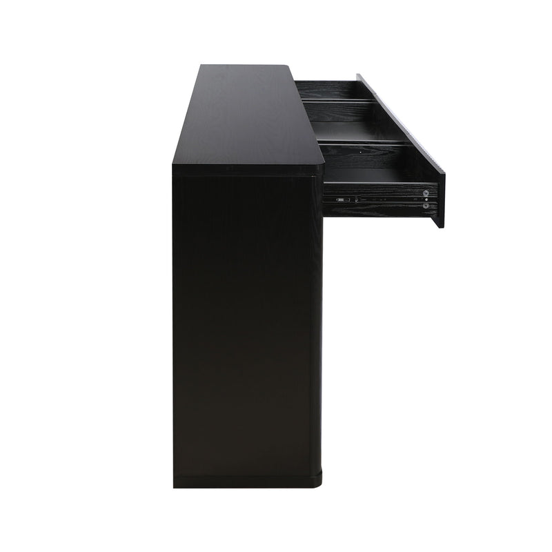 Fluted Console Table With 3 Drawers, Long Sofa Table Behind Couch For Living Room - Black