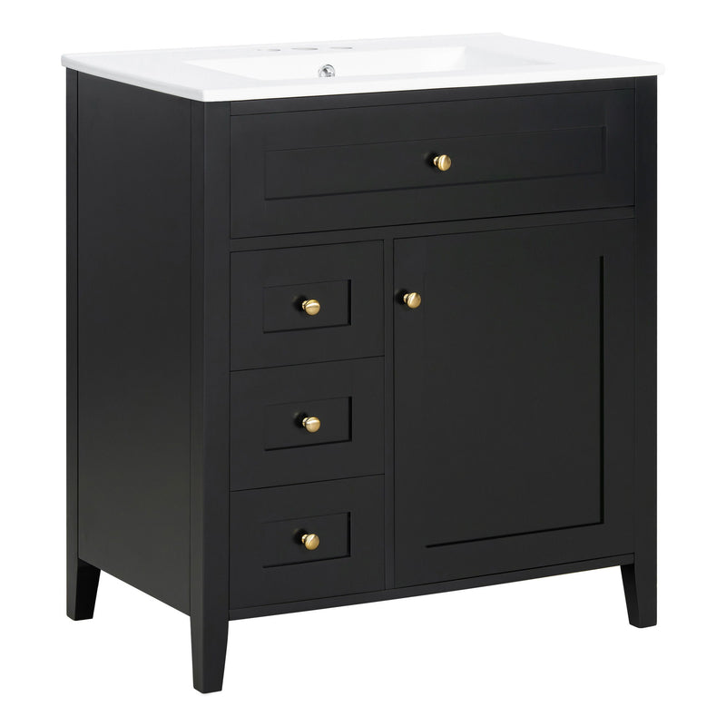 Bathroom Vanity With Sink, 3 Drawers And Adjustable Shelf, Freestanding Storage Unit