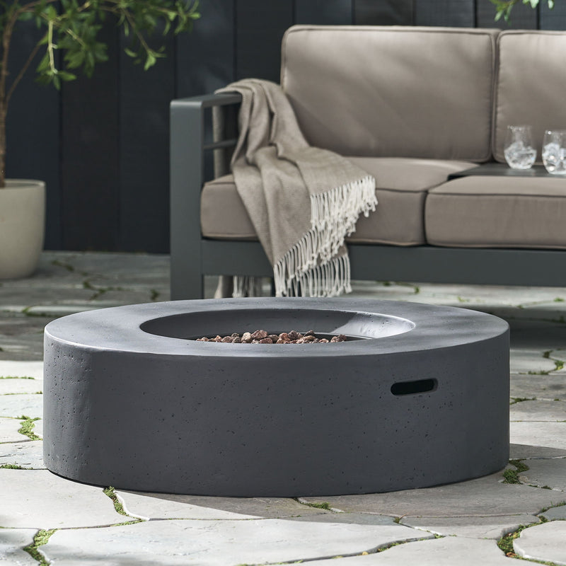Modern Lightweight Concrete Outdoor Circular Fire Pit 50, 000 Btu