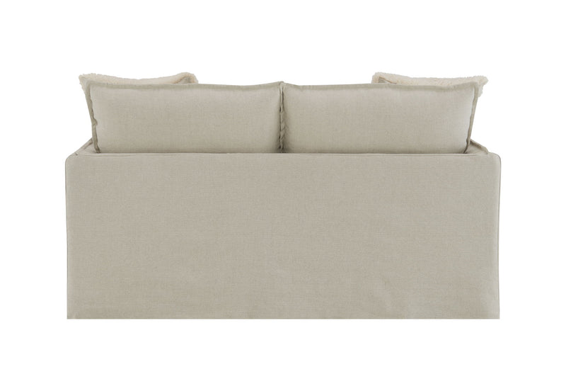 Upendo - Pattern Linen Loveseat With 2 Toss Pillows - Beige