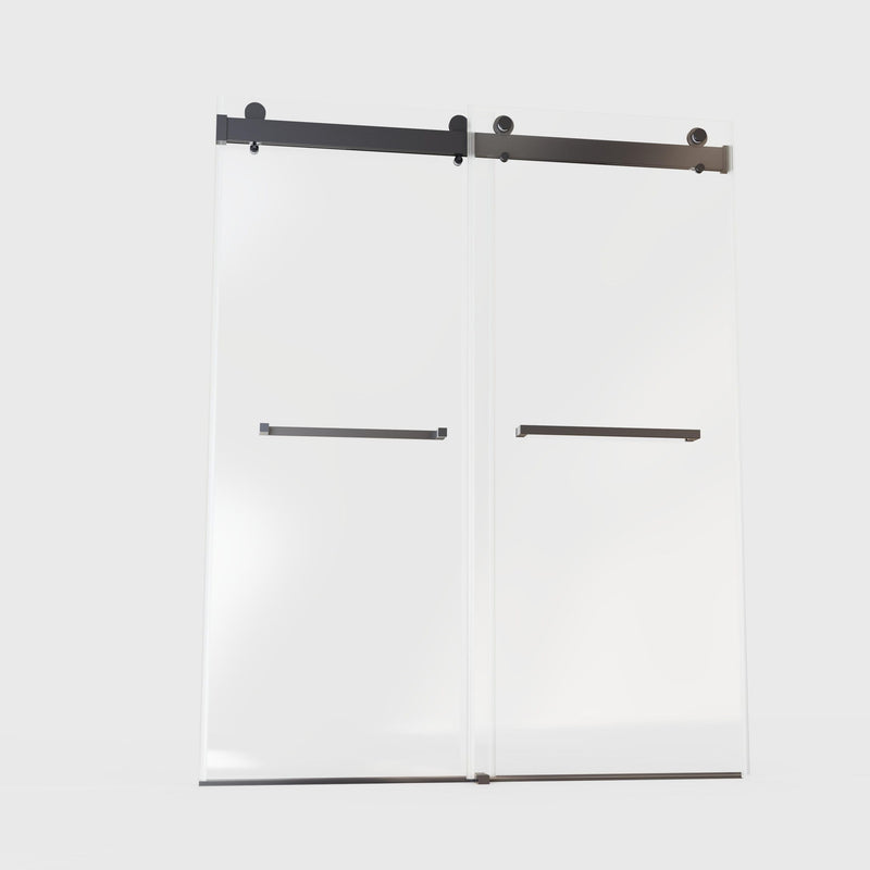 Frameless Double Sliding Soft-Close Shower Door, 3 / 8" (10Mm) Thick SGCC Tempered Glass Door, Matte