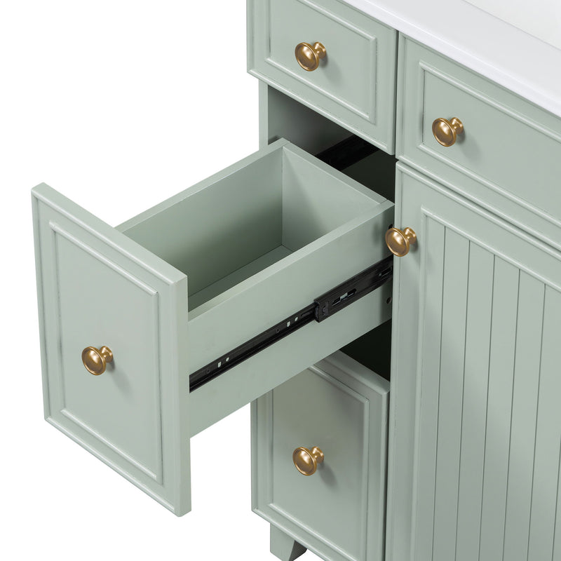 Transitional Style Bathroom Vanity Cabinet With Ceramic Sink