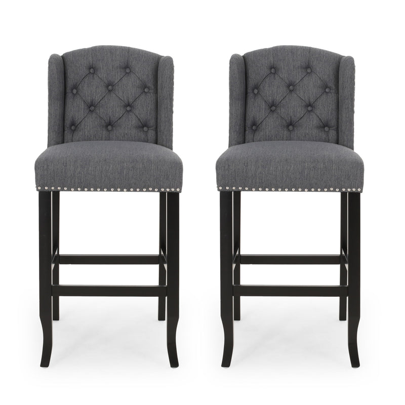 Vienna - Contemporary Fabric Tufted Wingback Counter Stools (Set of 2)