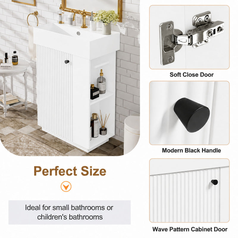 Bathroom Vanity With Sink, Freestanding Wood Grain Cabinet With Storage