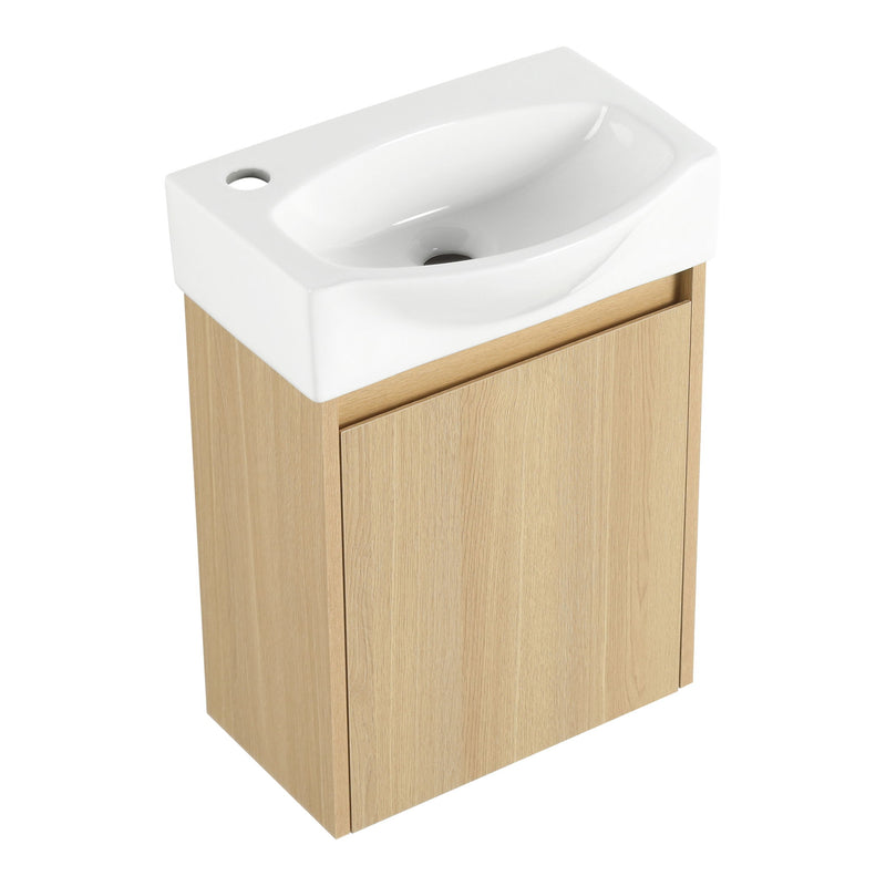 Modern Bathroom Vanity With Ceramic Basin, Wall Mounted Floating Sink Combo, Storage Cabinet