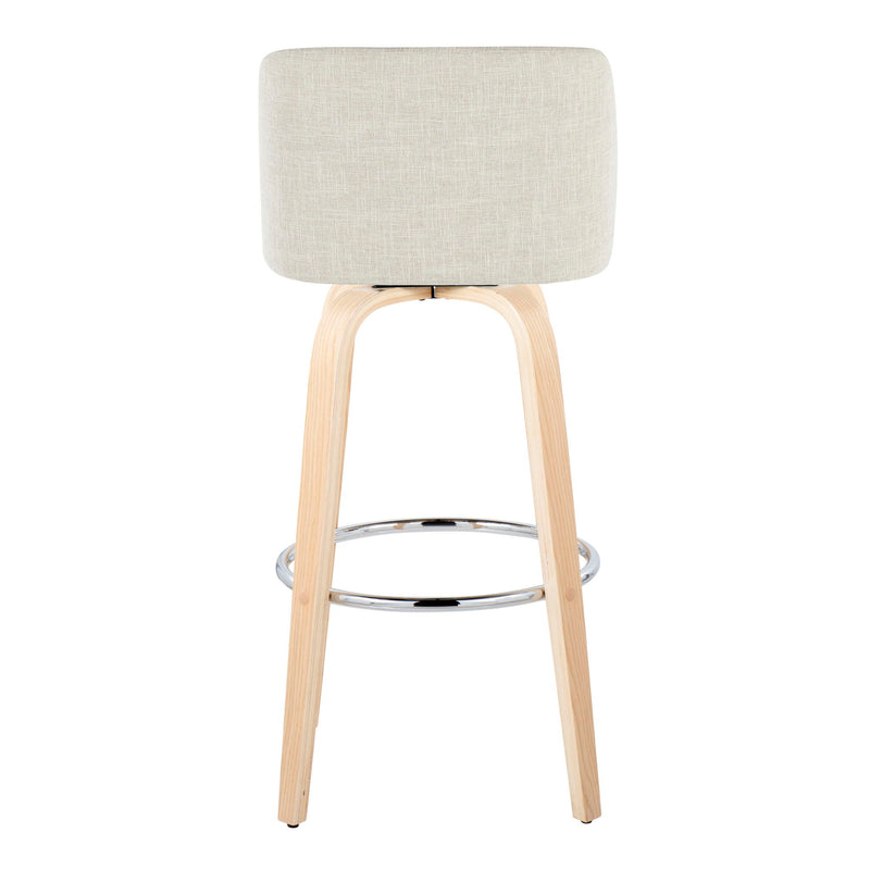 Toriano - Contemporary, Fixed Height Barstool Swivel & Round Footrest (Set of 2)