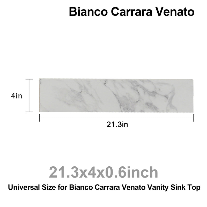 Engineered Marble Stone Bathroom Sink Side Splash - Bianco Carrara Wenato