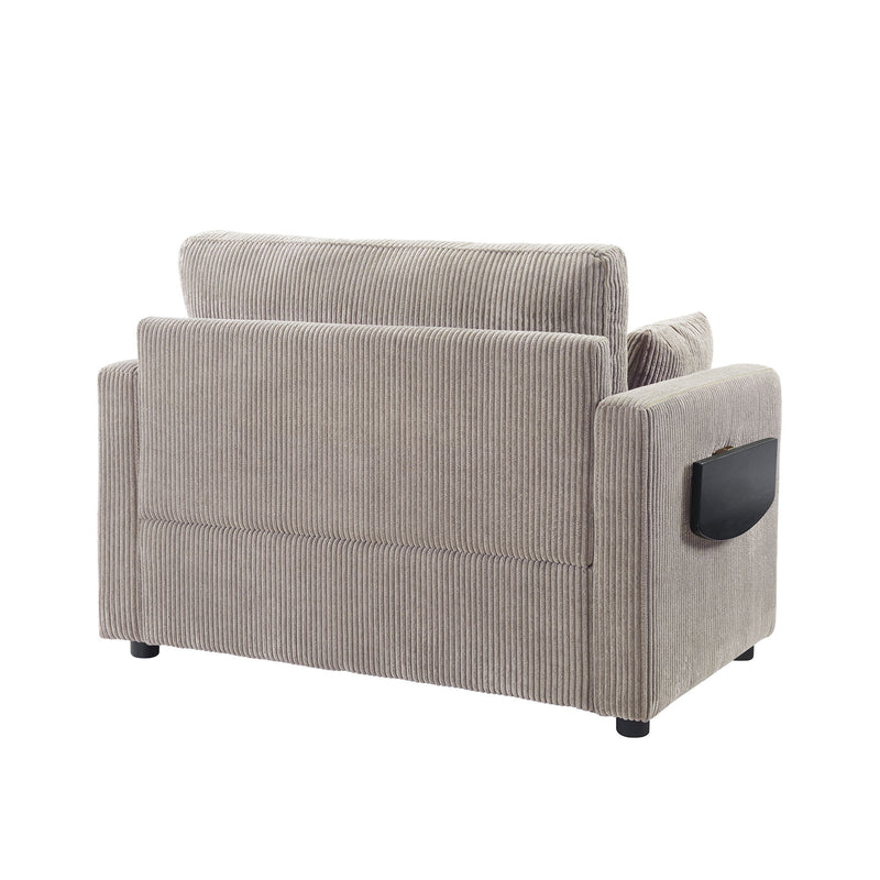 Sleeper Sofa With Foldable Mattress, USB Ports, Side Table & Storage Pocket