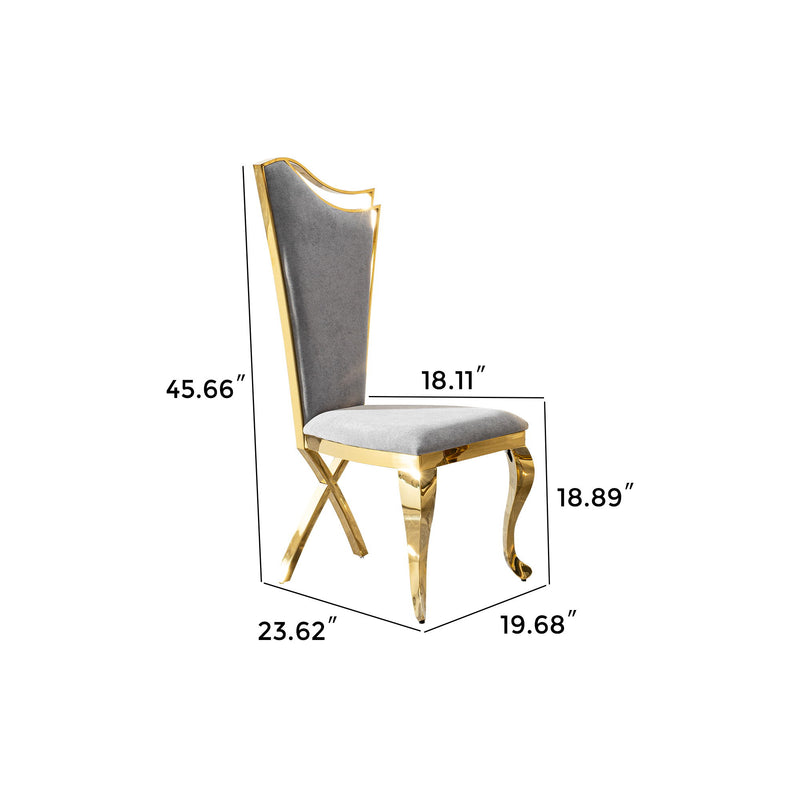 Gorgeous Streamlined High Back Fabric Stainless Steel Dining Chair (Set of 2) - Gold
