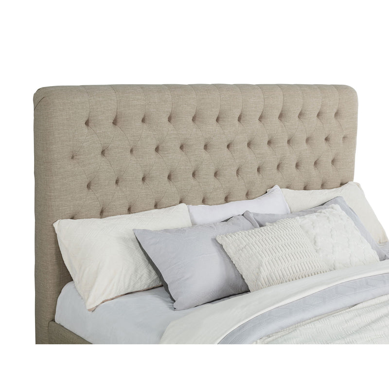 Copper - Eastern King Panel Bed With Tufted Design - Oatmeal