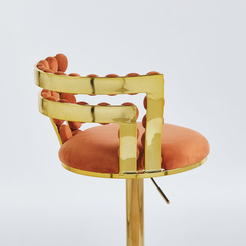 Modern Bar Chair With Iron Tube Legs, Soft Cushions And Comfortable Backrest (Set of 2)