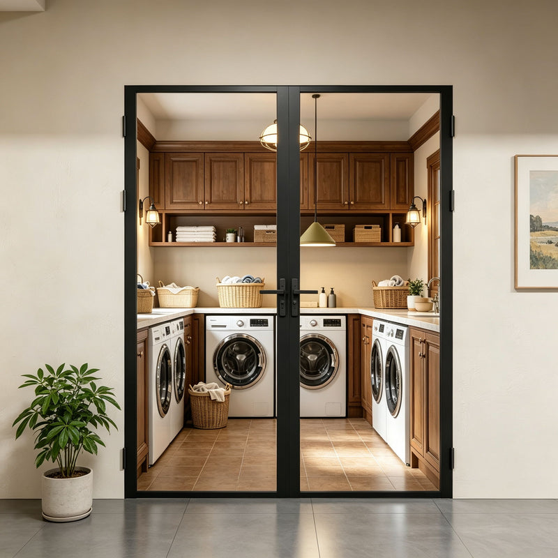 Door Slab Frame Door For Closet Pantry - Black
