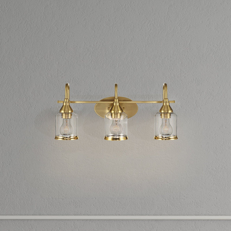 3 Lights Brush Vanity Light - Clear / Gold