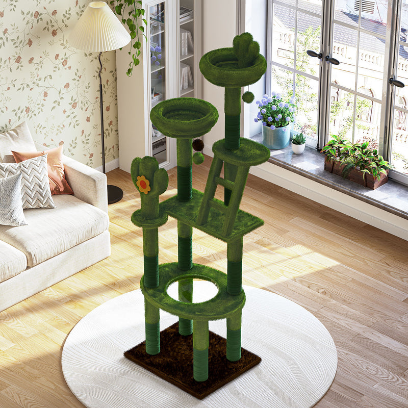 Cactus Cat Tree With Transparent Capsule