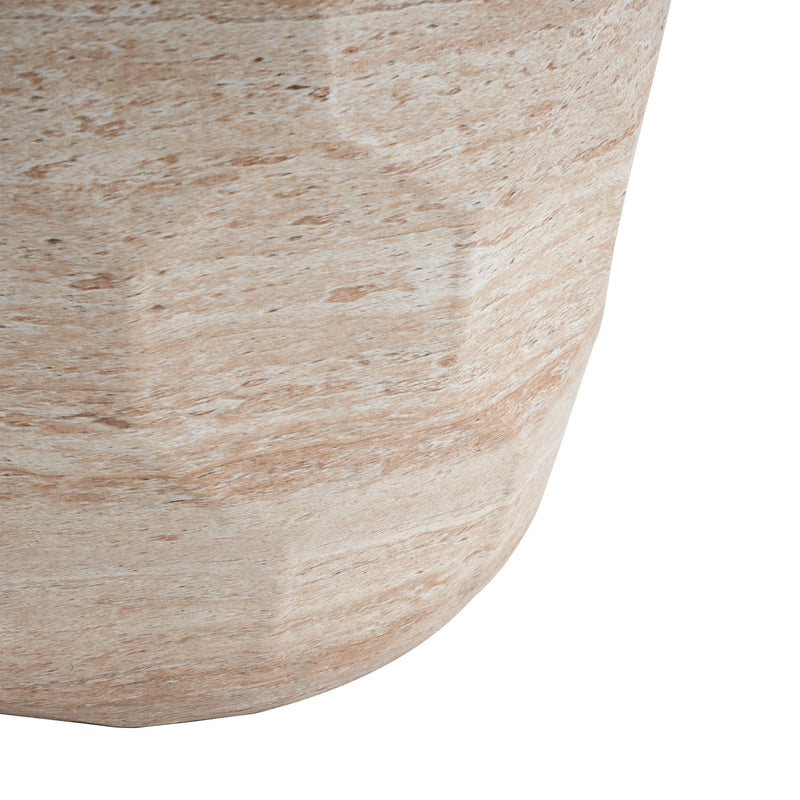 Travertine Lightweight Concrete Side Table For Indoor / Outdoor Use - Beige