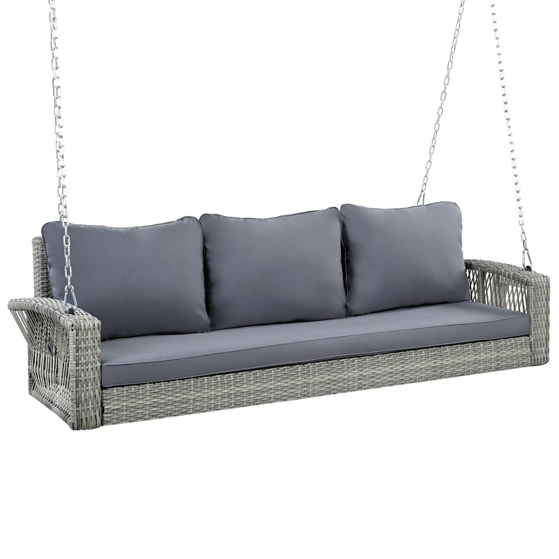3 Person Large Patio Swing Bench With Cushions For Backyard